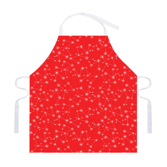 Red And White Snowflake Pattern Print Adjustable Apron