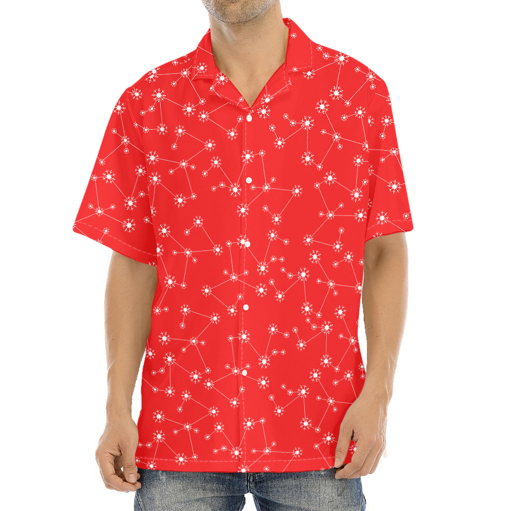 Red And White Snowflake Pattern Print Aloha Shirt