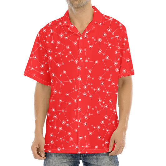 Red And White Snowflake Pattern Print Aloha Shirt