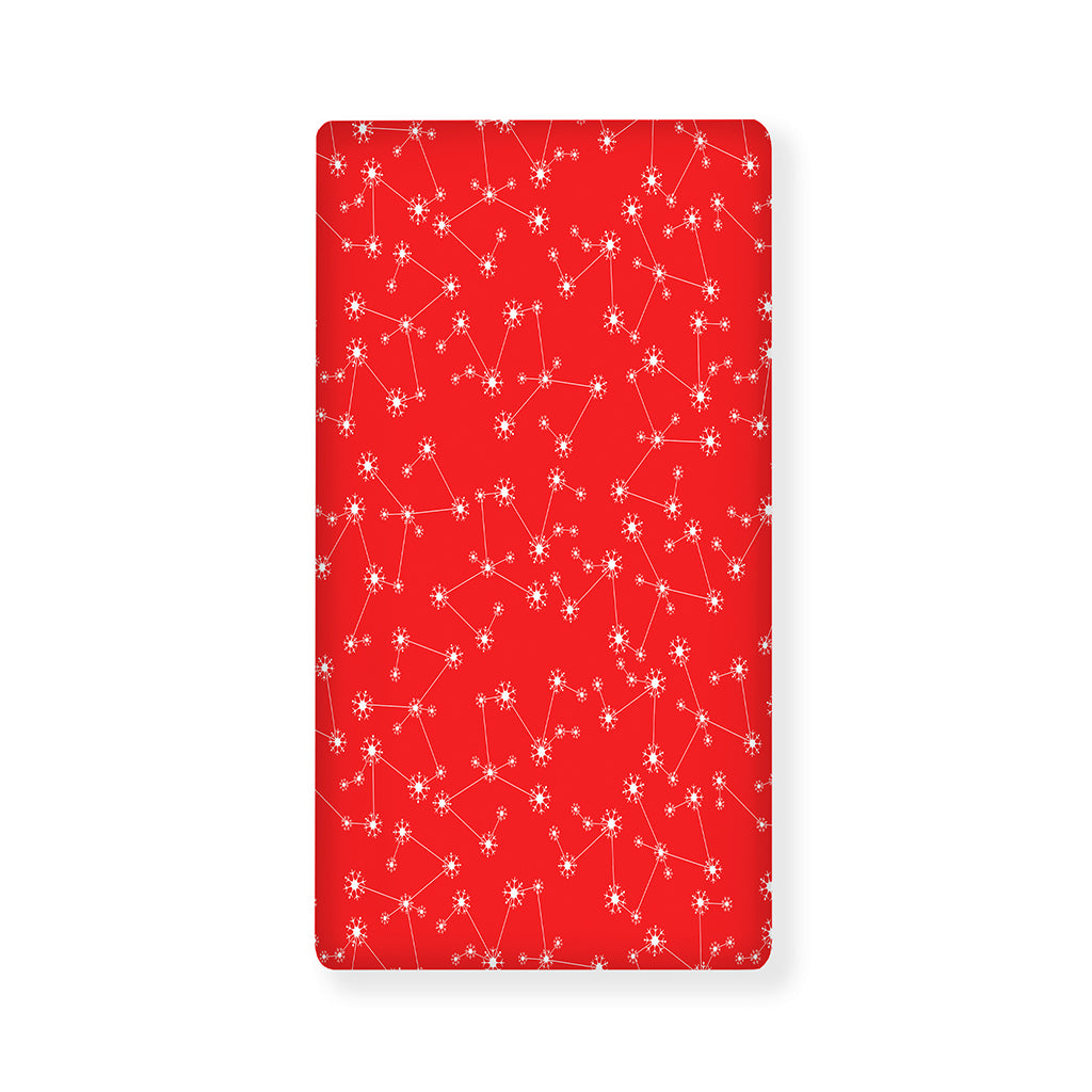 Red And White Snowflake Pattern Print Baby Crib Sheet