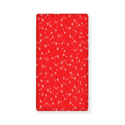 Red And White Snowflake Pattern Print Baby Crib Sheet