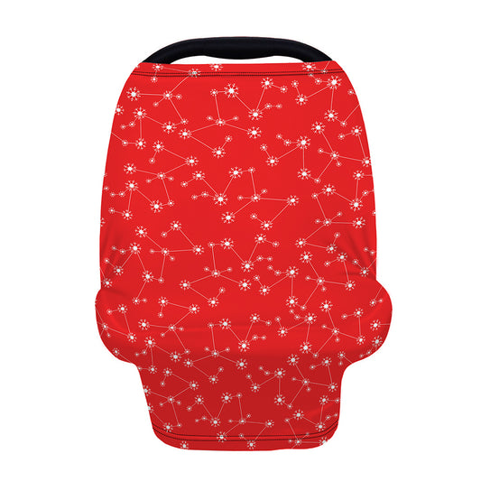 Red And White Snowflake Pattern Print Baby Seat Cover