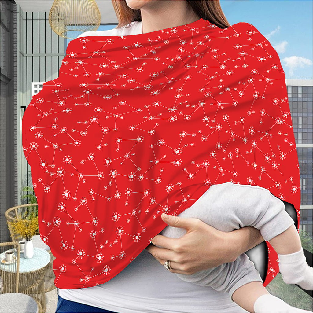 Red And White Snowflake Pattern Print Baby Seat Cover