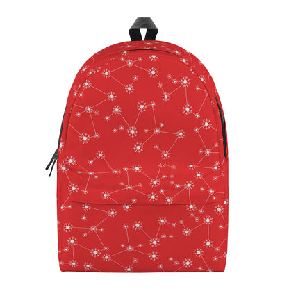 Red And White Snowflake Pattern Print Backpack