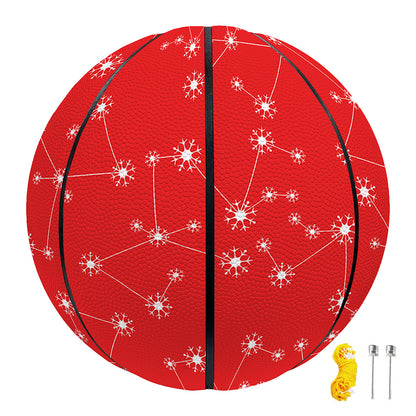 Red And White Snowflake Pattern Print Basketball