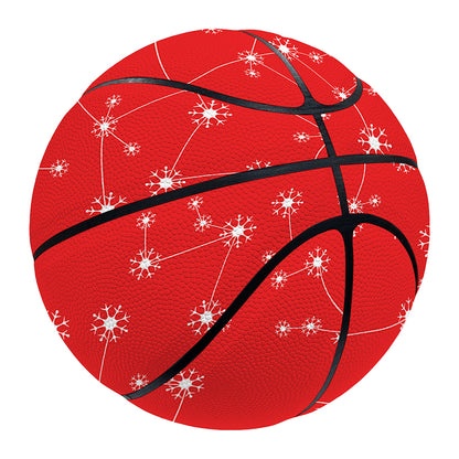 Red And White Snowflake Pattern Print Basketball