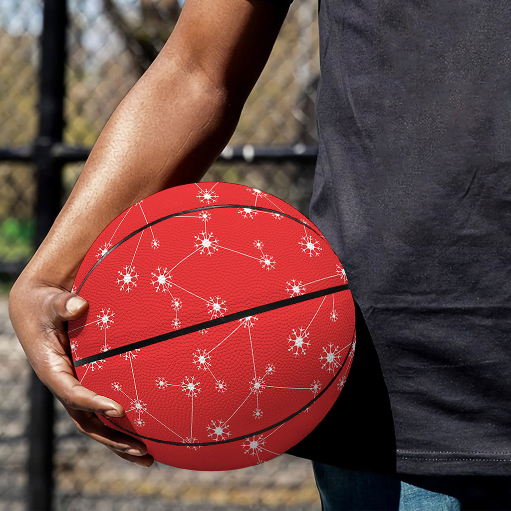 Red And White Snowflake Pattern Print Basketball
