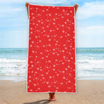 Red And White Snowflake Pattern Print Beach Towel