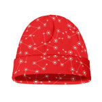 Red And White Snowflake Pattern Print Beanie