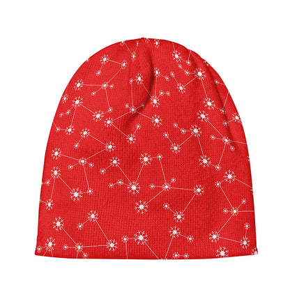 Red And White Snowflake Pattern Print Beanie