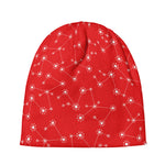 Red And White Snowflake Pattern Print Beanie