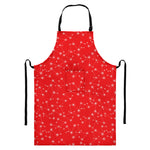 Red And White Snowflake Pattern Print Bib Apron With Pocket