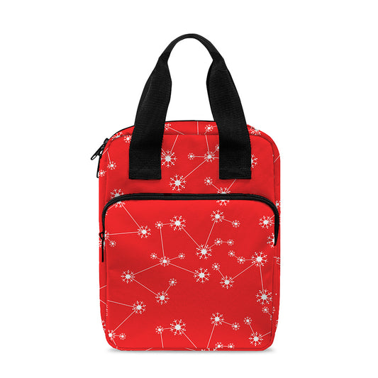Red And White Snowflake Pattern Print Bible Tote Bag