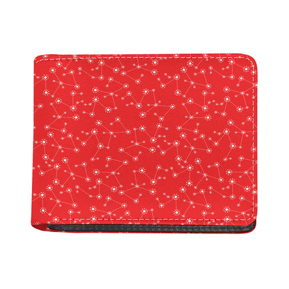 Red And White Snowflake Pattern Print Bifold Wallet