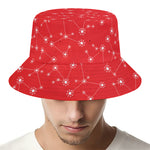 Red And White Snowflake Pattern Print Bucket Hat