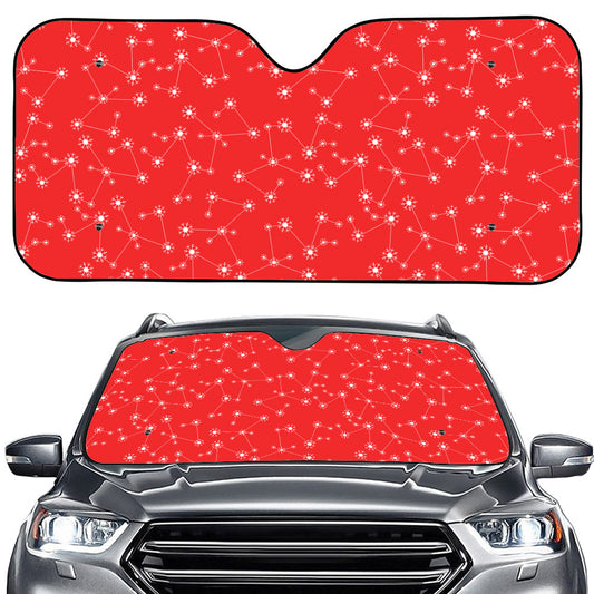 Red And White Snowflake Pattern Print Car Windshield Sun Shade