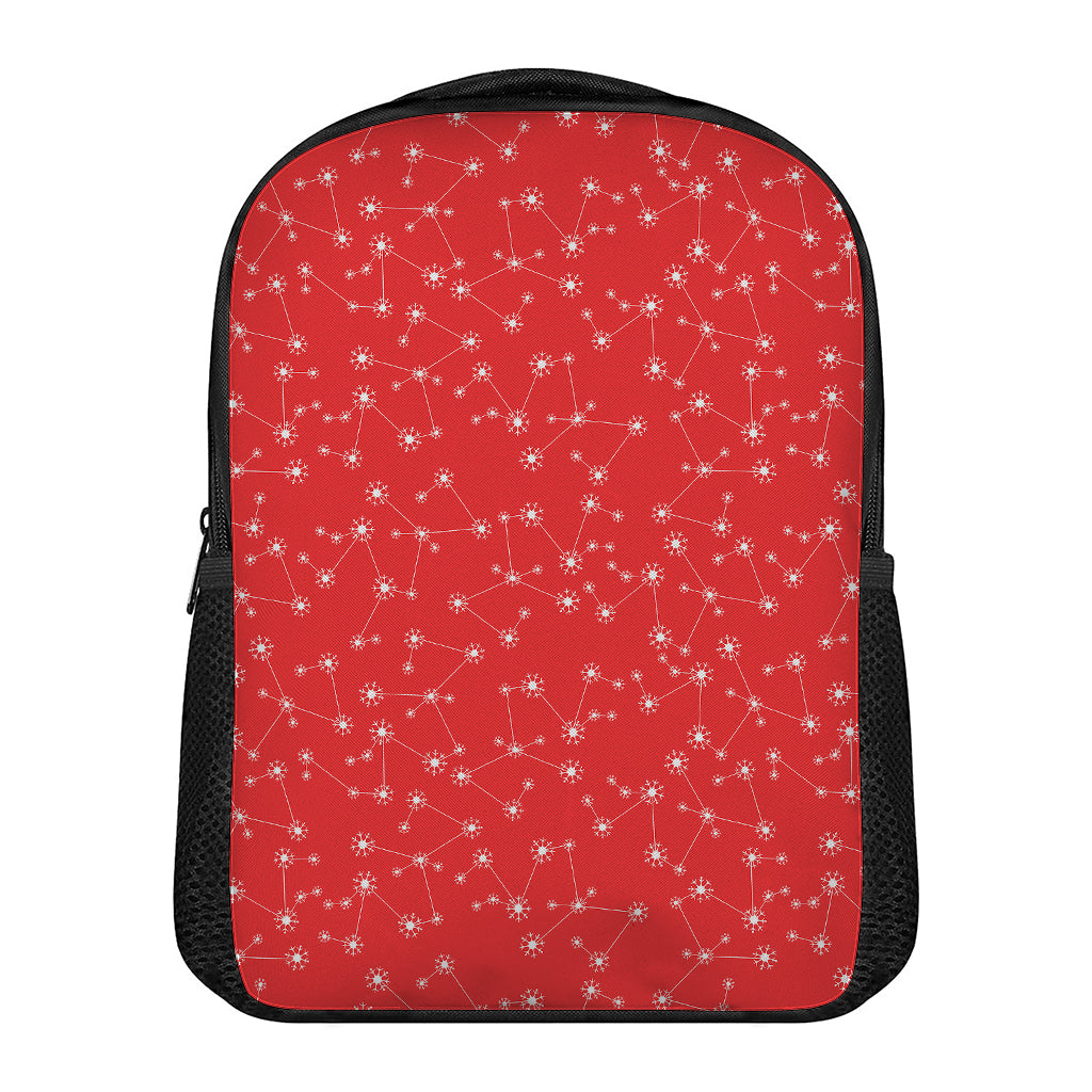 Red And White Snowflake Pattern Print Casual Backpack