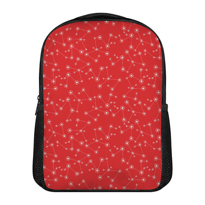 Red And White Snowflake Pattern Print Casual Backpack