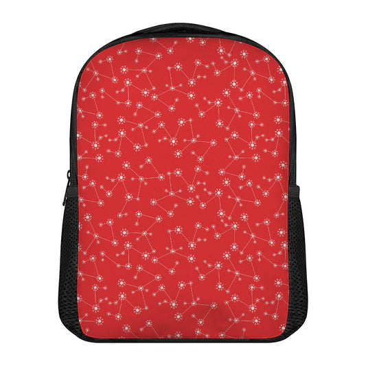 Red And White Snowflake Pattern Print Casual Backpack