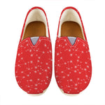 Red And White Snowflake Pattern Print Casual Shoes