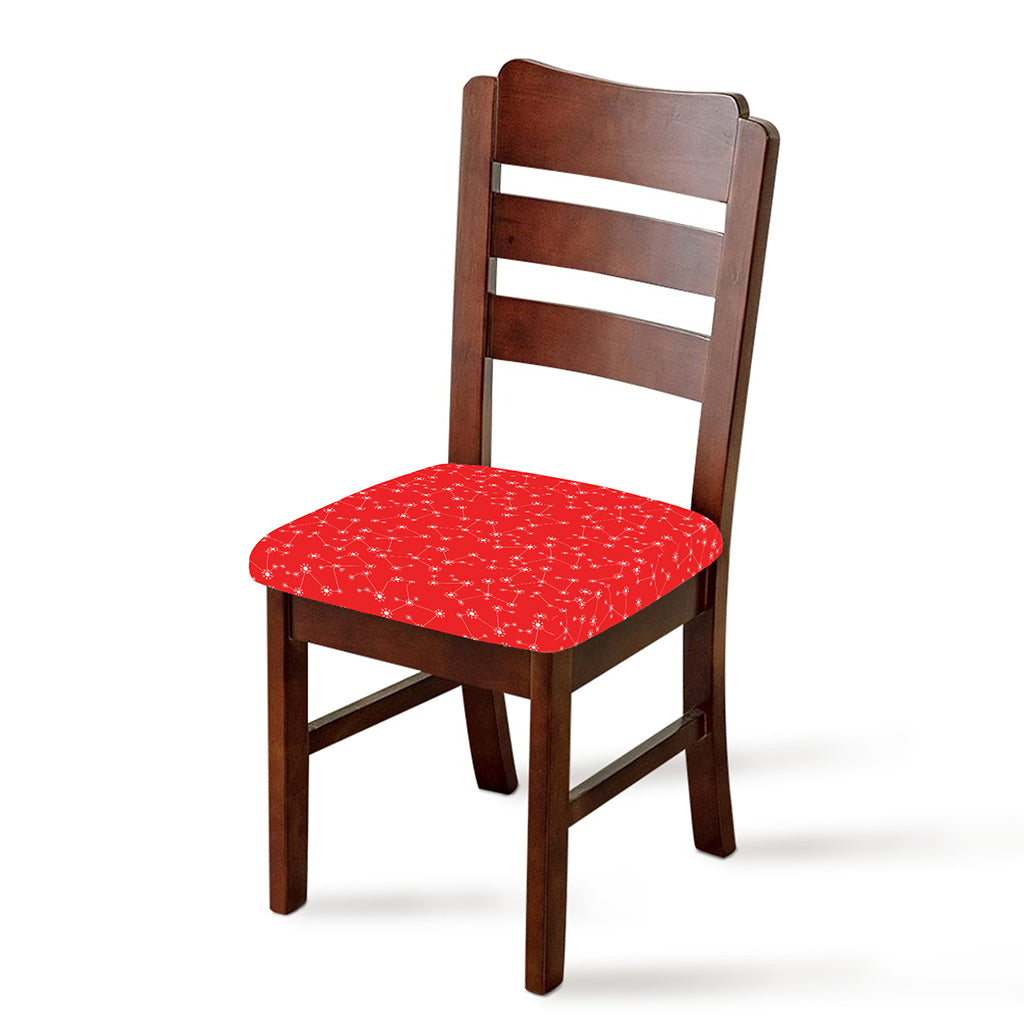 Red And White Snowflake Pattern Print Chair Cushion Cover