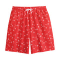 Red And White Snowflake Pattern Print Cotton Shorts