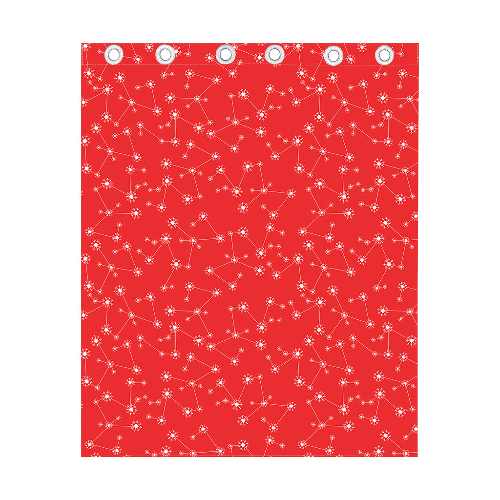 Red And White Snowflake Pattern Print Curtain