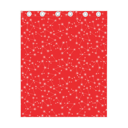 Red And White Snowflake Pattern Print Curtain