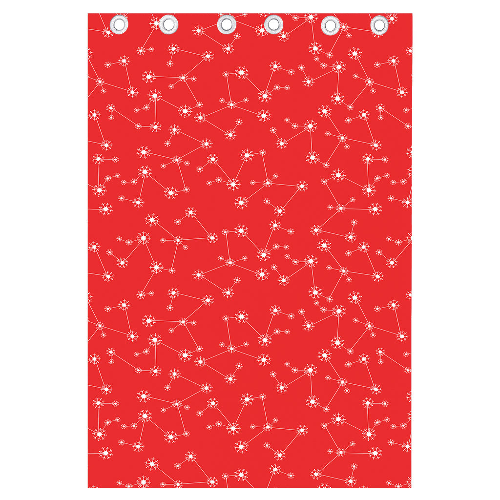 Red And White Snowflake Pattern Print Curtain