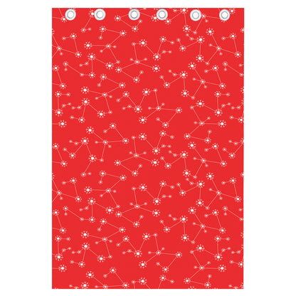 Red And White Snowflake Pattern Print Curtain