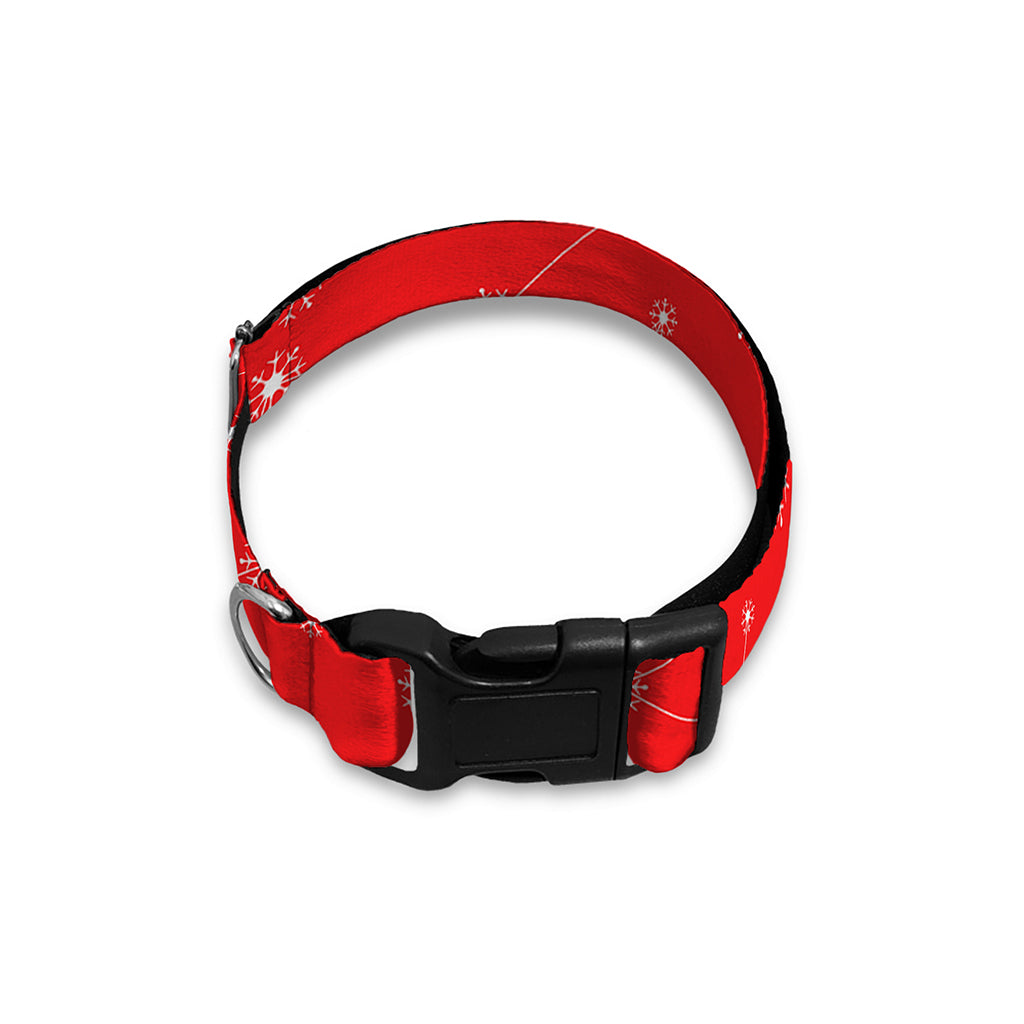 Red And White Snowflake Pattern Print Dog Collar