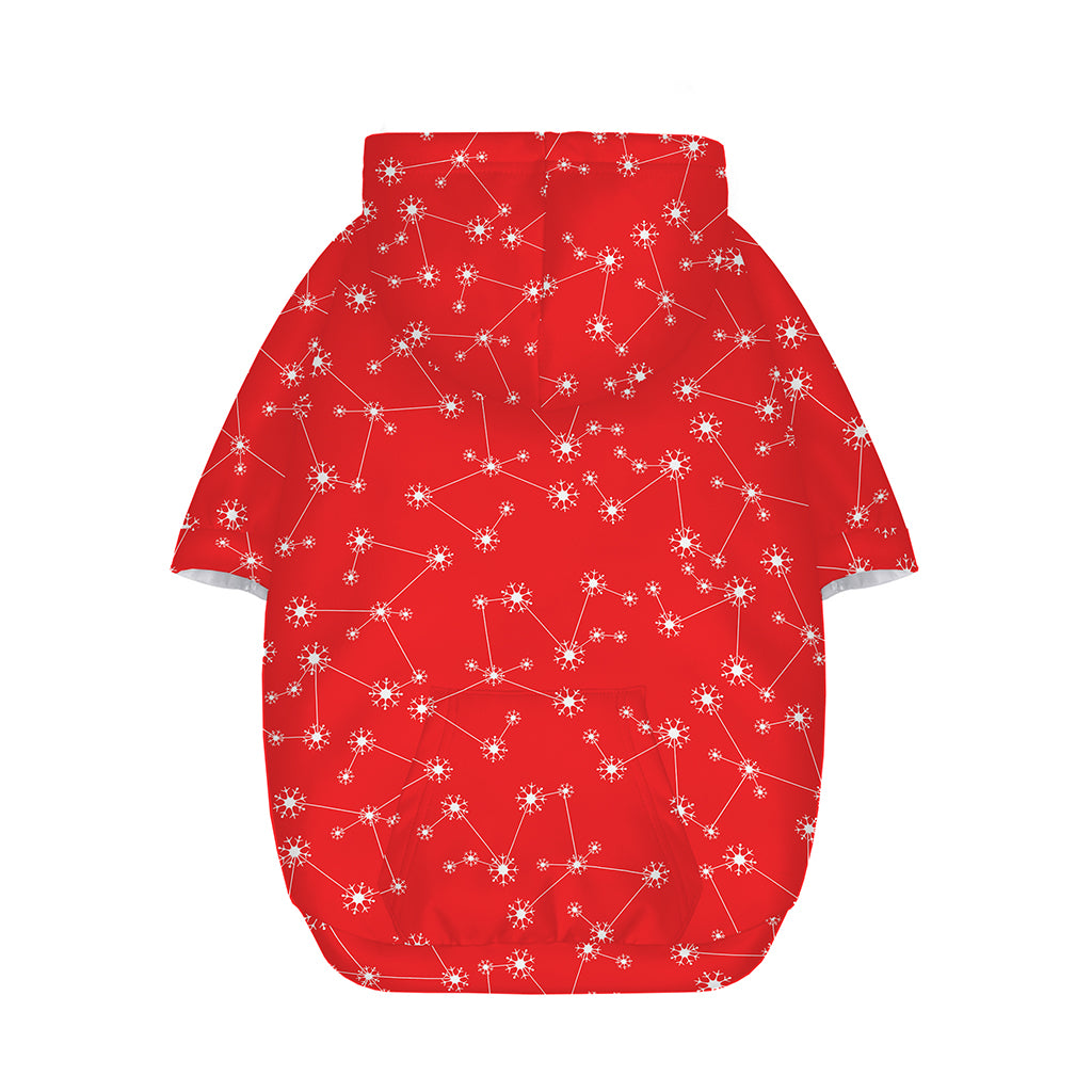 Red And White Snowflake Pattern Print Dog Zip Up Hoodie