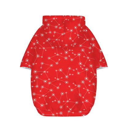 Red And White Snowflake Pattern Print Dog Zip Up Hoodie