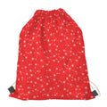 Red And White Snowflake Pattern Print Drawstring Bag