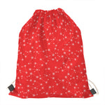 Red And White Snowflake Pattern Print Drawstring Bag