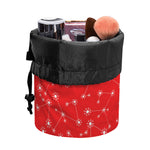 Red And White Snowflake Pattern Print Drawstring Makeup Bag
