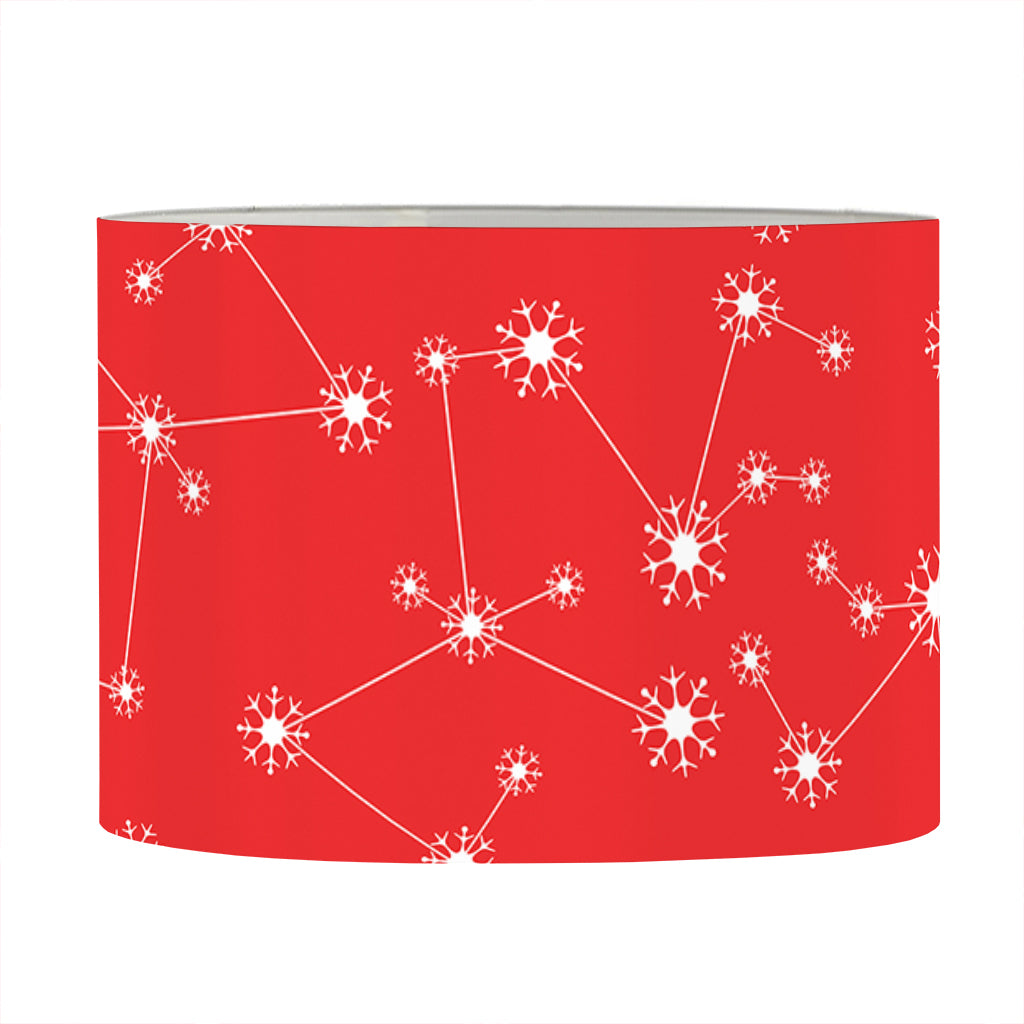 Red And White Snowflake Pattern Print Drum Lamp Shade