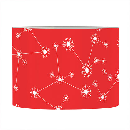 Red And White Snowflake Pattern Print Drum Lamp Shade