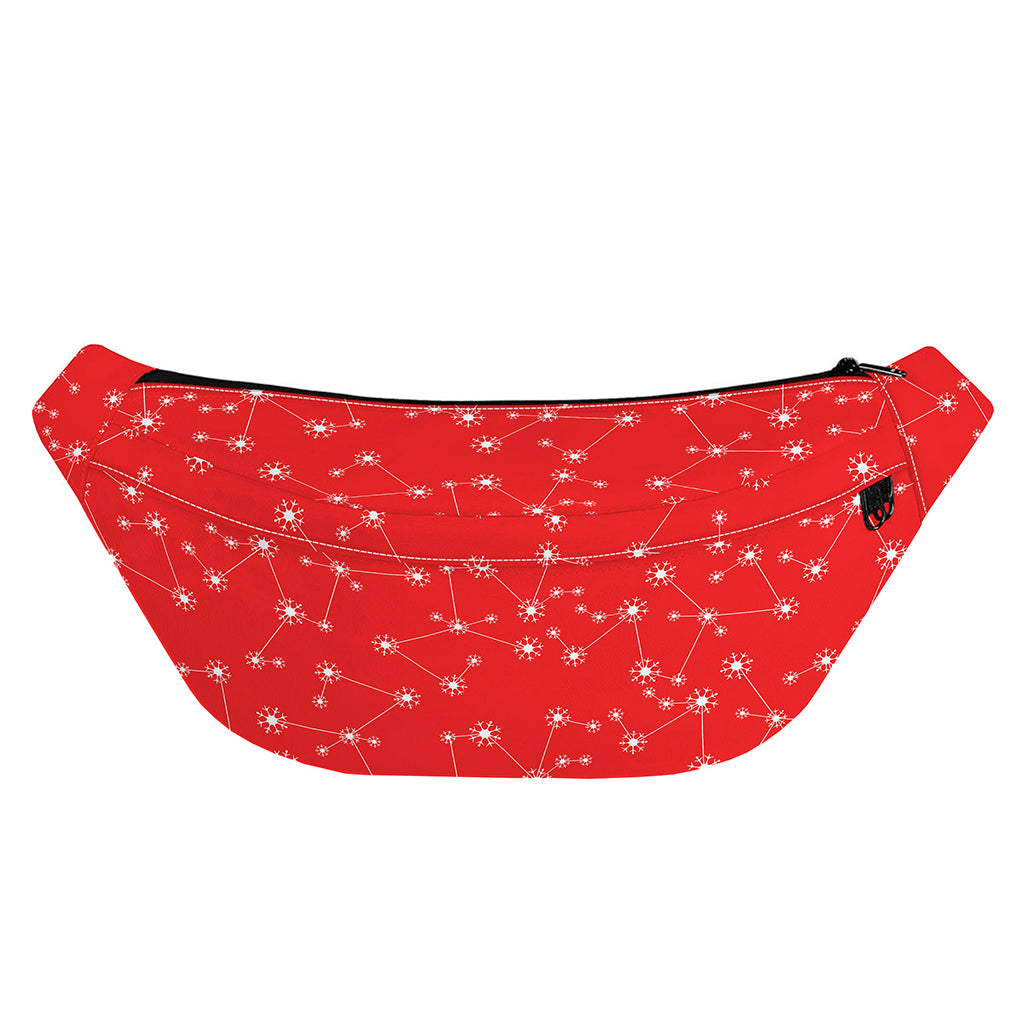 Red And White Snowflake Pattern Print Fanny Pack
