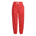 Red And White Snowflake Pattern Print Fleece Lined Knit Pants