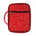 Red And White Snowflake Pattern Print Front Pocket Bible Bag