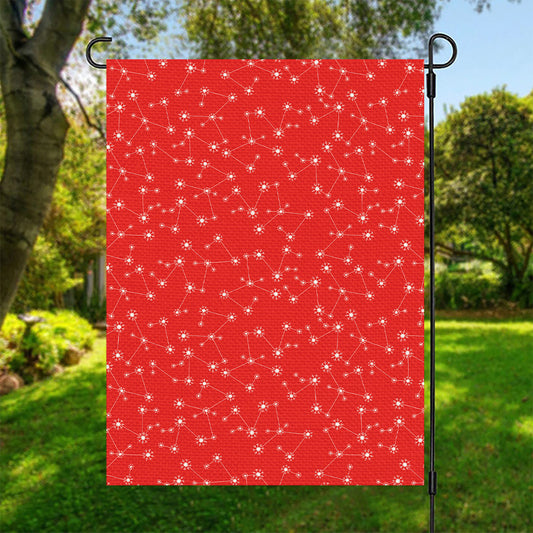 Red And White Snowflake Pattern Print Garden Flag