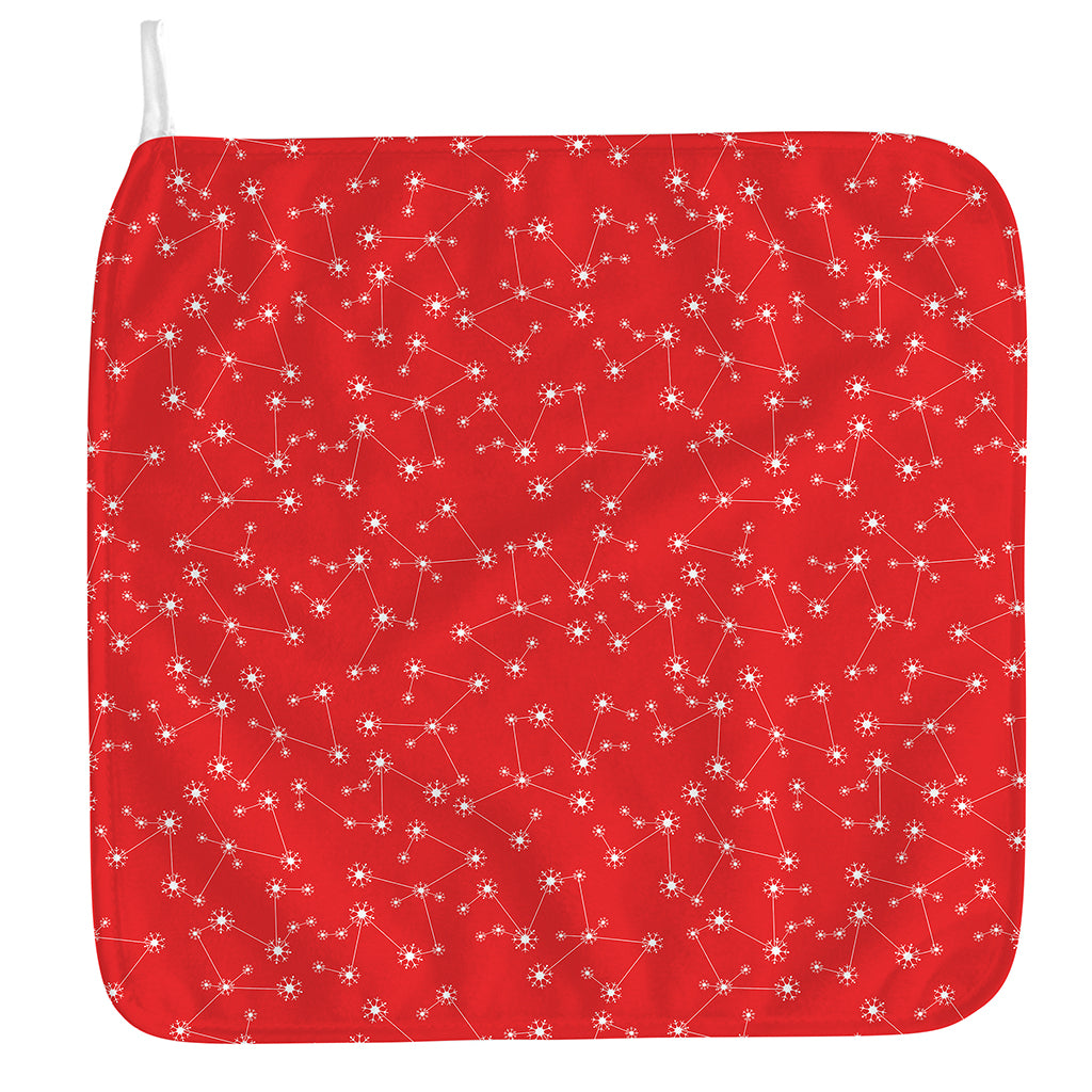 Red And White Snowflake Pattern Print Hand Towel