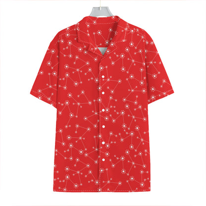 Red And White Snowflake Pattern Print Hawaiian Shirt
