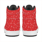 Red And White Snowflake Pattern Print High Top Leather Sneakers