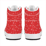 Red And White Snowflake Pattern Print High Top Leather Sneakers
