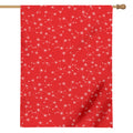 Red And White Snowflake Pattern Print House Flag
