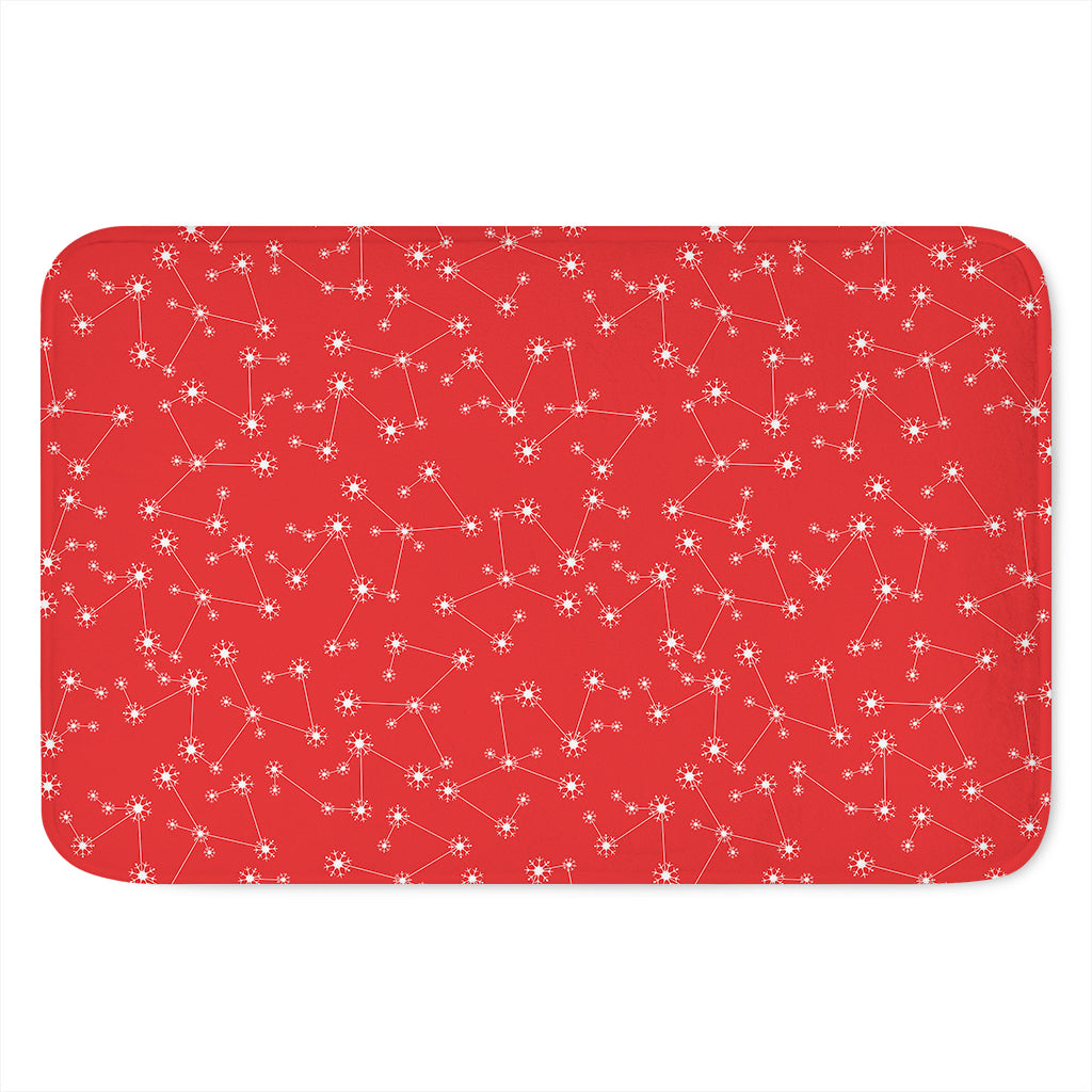 Red And White Snowflake Pattern Print Indoor Door Mat
