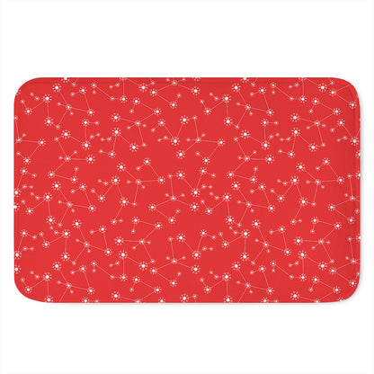 Red And White Snowflake Pattern Print Indoor Door Mat