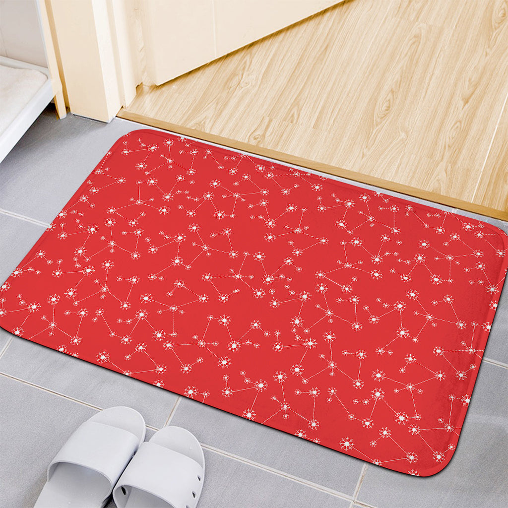 Red And White Snowflake Pattern Print Indoor Door Mat